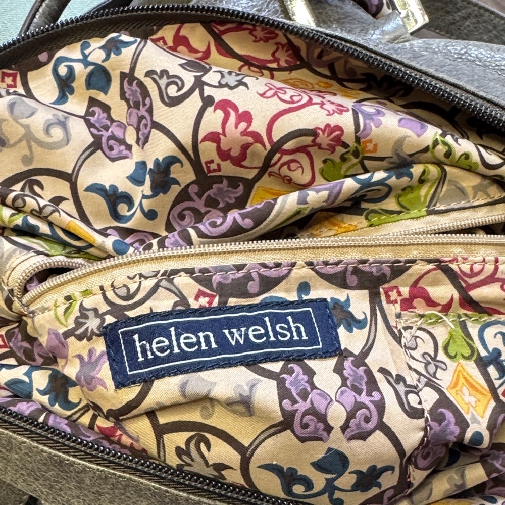 Helen Welsh Metallic Gray Leather Convertible Shoulder Crossbody Tote π - Picture 11 of 16